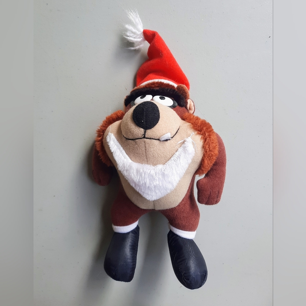 VTG 1992 McDonald's Tazmanian Devil Santa Christmas Stuffie